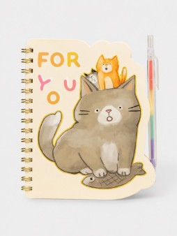 Блокнот на спирали (B6) "Котик для тебя", желтый (13*18)