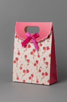 Пакет подарочный (XS) "Many flowers", red (12x6x16)