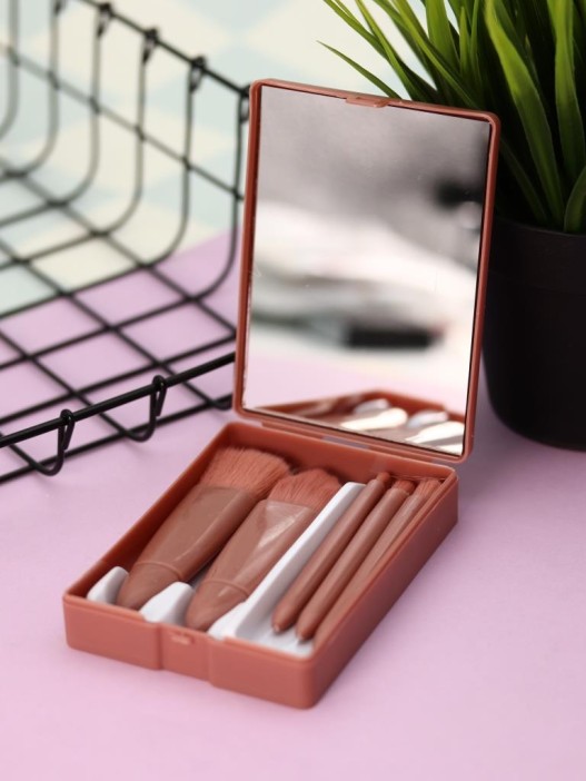 Набор кистей для макияжа + зеркало &quot;Beauty On-the-Go&quot;, 5 кистей 