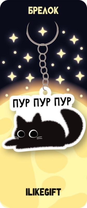 Брелок ЭКО из дерева iLikeGift "Черный кот"