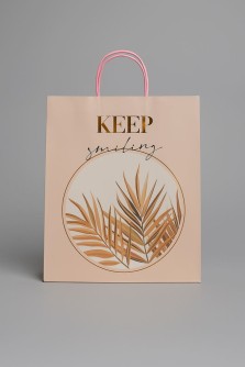 Пакет подарочный «Leaves&flowers», pink (26*32*12)