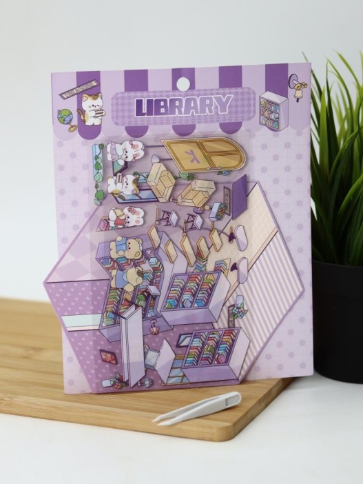 Наклейки+пинцет для творчества румбокс &quot;Библиотека&quot;, фиолетовые (16*20 см) 