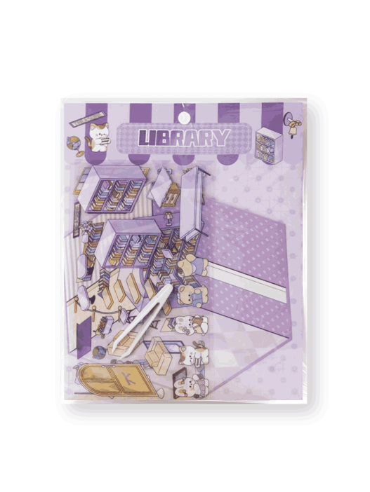 Наклейки+пинцет для творчества румбокс &quot;Библиотека&quot;, фиолетовые (16*20 см) 