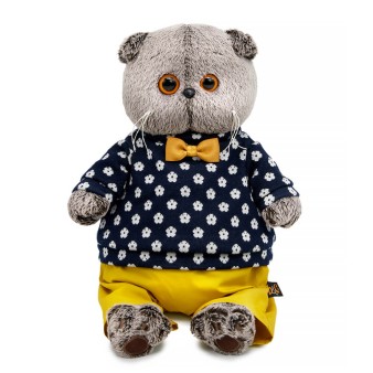 Мягкая игрушка "Кот Басик в джемпере в цветочек" (22 см)