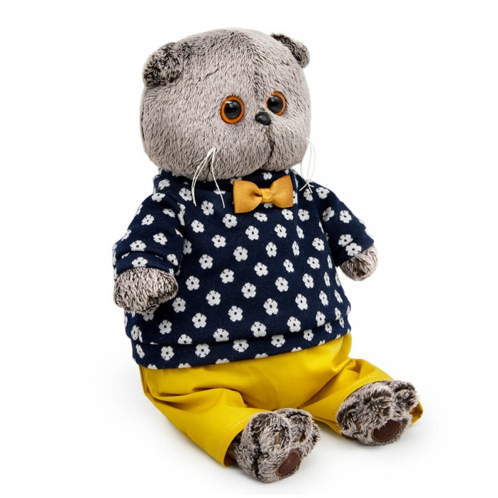 Мягкая игрушка &quot;Кот Басик в джемпере в цветочек&quot; (22 см) 