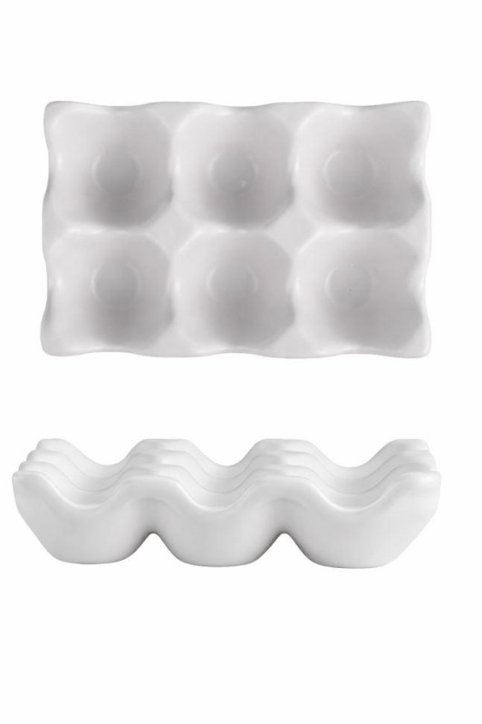 Набор керамических тарелок для яиц 8шт. "Подставка", белая (14,5х9,5х3,2 см) 