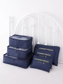 Набор органайзеров для путешествий 6 шт. "Laundry pouch", dark blue