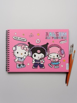 Альбом для рисования А4 "Hello Kitty and friends", 40л, на гребне, мелованная обложка 235 гр/м2