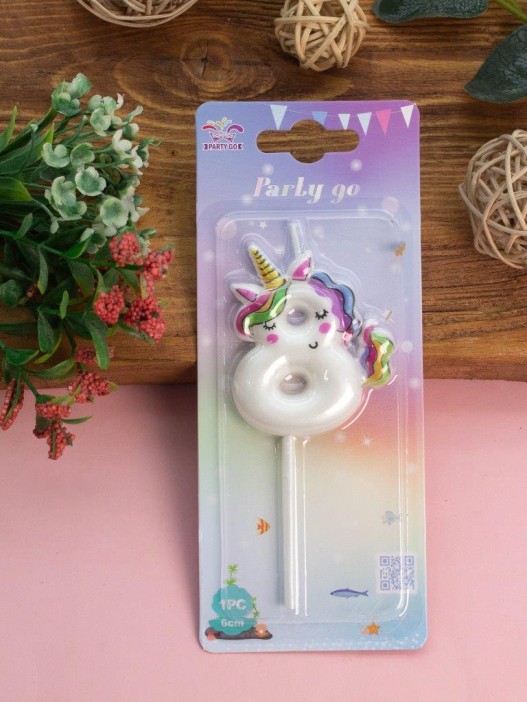 Свеча для торта &quot;Unicorn&quot; цифра 8, (6 см) 