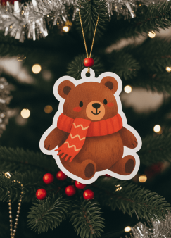 Подвеска новогодняя из дерева iLikeGift "Мишка бурый"