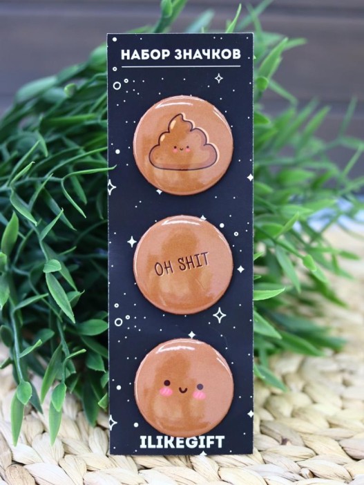 Набор значков 3 шт. iLikeGift &quot;Oh Shit&quot; 