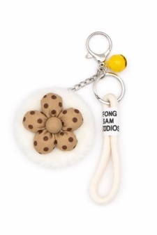 Плюшевое раскладное зеркало с брелоком "Daisy dot", белое (7.5*7.5 см)