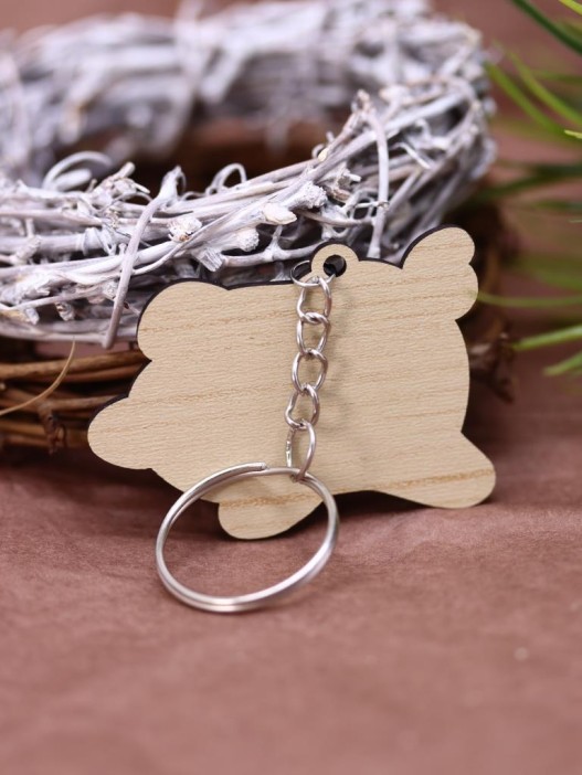 Брелок ECO из дерева «Cute pig bow» 