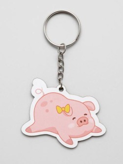 Брелок ECO из дерева «Cute pig bow»