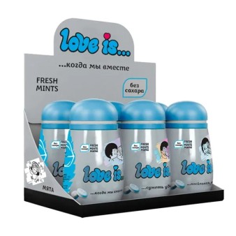 Набор освежающие конфеты "Love is..." с вкусом мяты, 6шт, пластиковая баночка