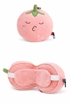 Мягкая игрушка-подушка с маской для сна "Peach", pink (15*15*10см)