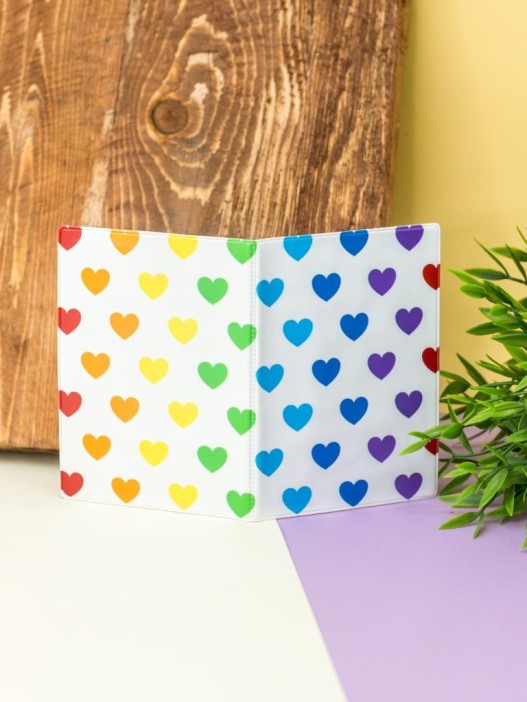ОБЛОЖКА ДЛЯ ПАСПОРТА &quot;Multicolored hearts&quot;, плотность 600 мкм 
