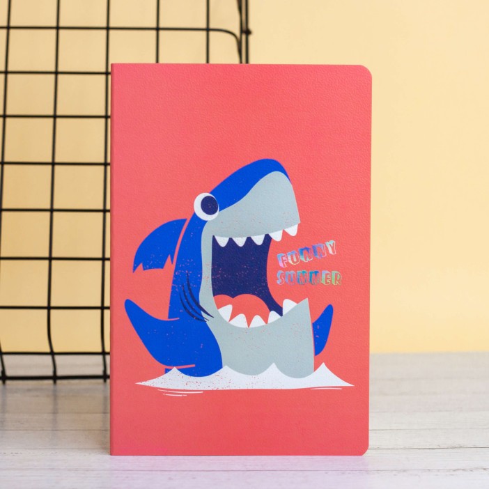 Тетрадь (A5) &quot;Cool shark cry&quot;, red (13.5*20.5) 