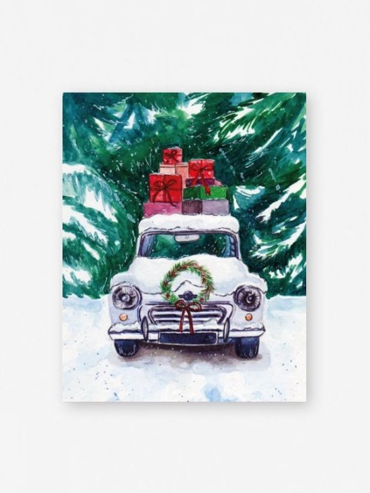 Набор мини открыток 10 шт. «Машина с подарками», 7.5*9.5 см 