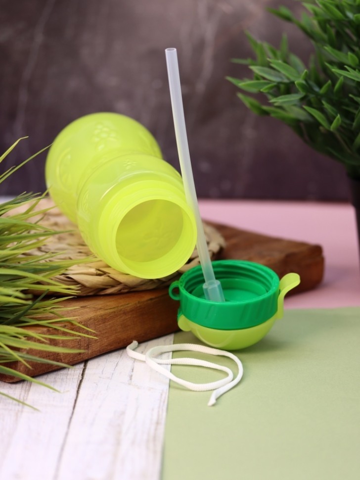 Бутылка "Fruit" с трубочкой, green (400 ml)