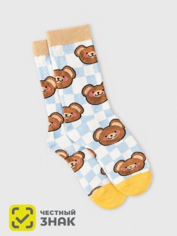 Носки iLikeGift "Забавные рисунки", синие, мужские/женские евро размер 35-41
