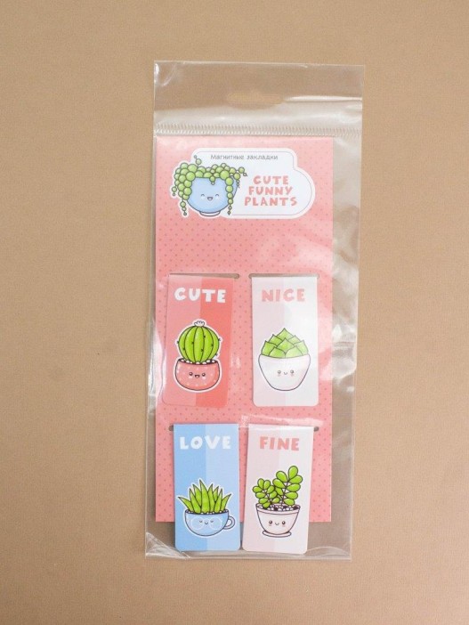 Набор магнитных закладок &quot;Cute Funny Plants&quot;, 4 шт., 35х70 мм 