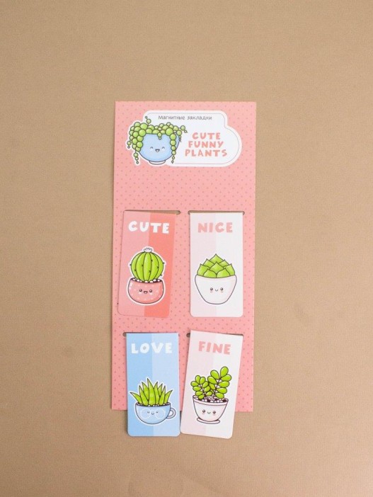 Набор магнитных закладок &quot;Cute Funny Plants&quot;, 4 шт., 35х70 мм 