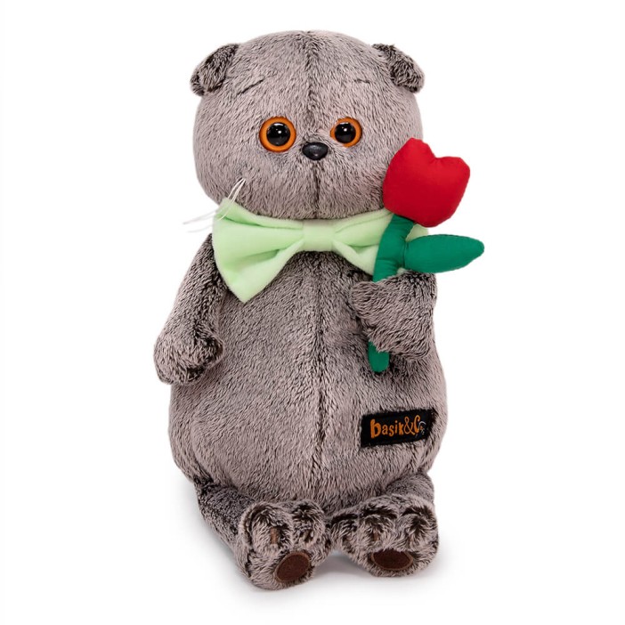 Мягкая игрушка &quot;Кот Басик с тюльпаном&quot; (25 см) 