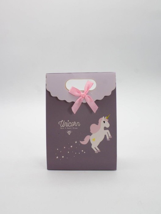 Пакет подарочный (XS) &quot;Lovely unicorn&quot;, brown (12x6x16) 