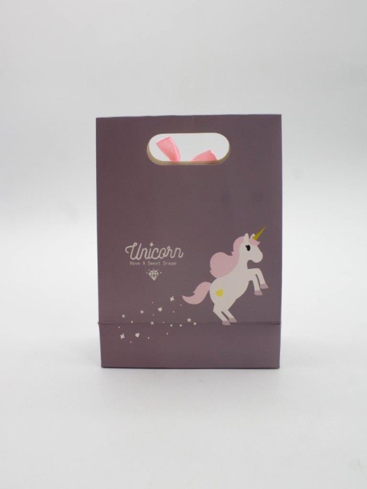 Пакет подарочный (XS) &quot;Lovely unicorn&quot;, brown (12x6x16) 