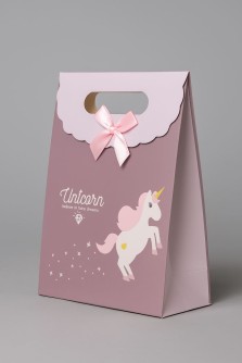 Пакет подарочный (XS) "Lovely unicorn", brown (12x6x16)