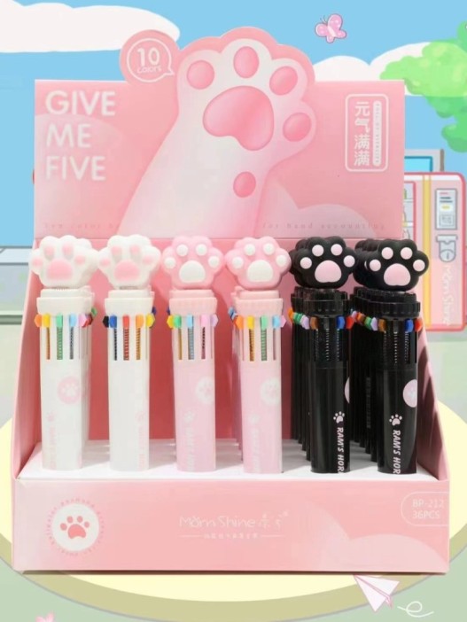 Разноцветная ручка 10 в 1 &quot;Пушистая лапка&quot;, mix, шоу-бокс 36 шт. 