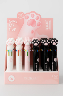 Разноцветная ручка 10 в 1 "Пушистая лапка", mix, шоу-бокс 36 шт.