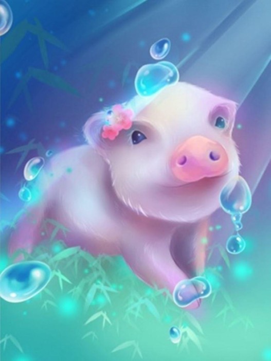 Алмазная мозаика без подрамника &quot;Поросёнок с пузырьками&quot;, 15х20 см 