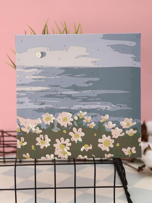 Картина по номерам на подрамнике Draw Me! «White daisies», (20*20 см) 