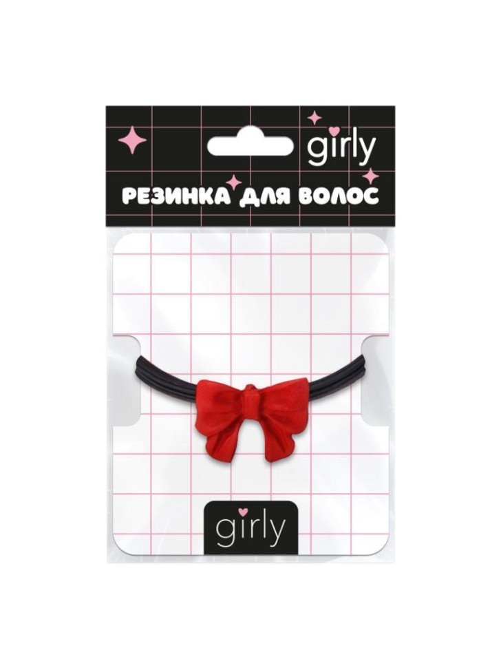 Резинка для волос GIRLY "Бант", красная