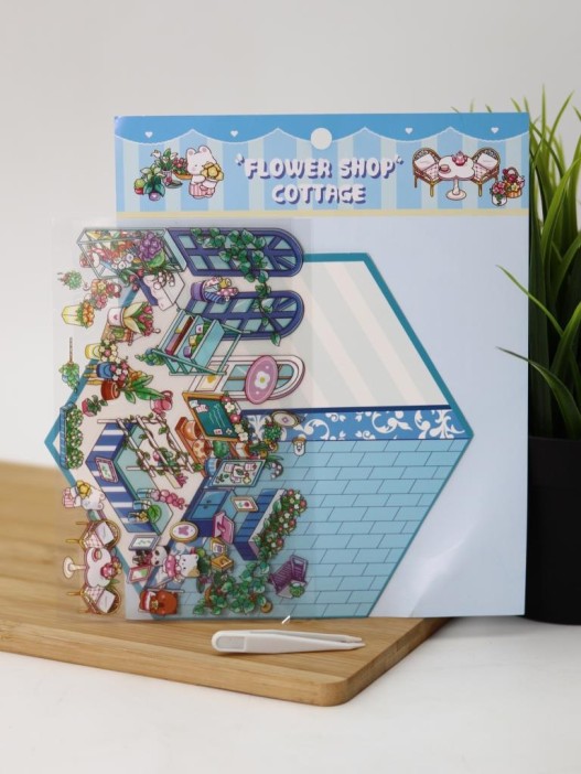 Наклейки+пинцет для творчества румбокс &quot;Цветочный магазин&quot;, голубые (16*20 см) 