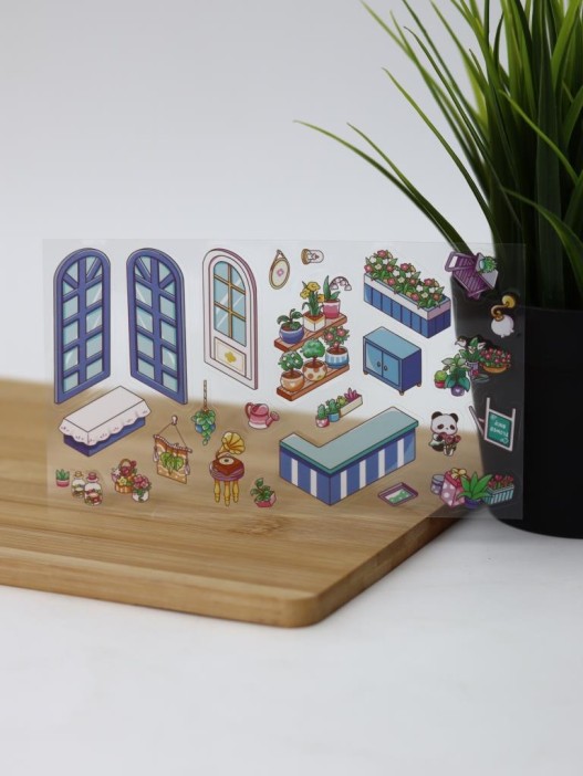 Наклейки+пинцет для творчества румбокс &quot;Цветочный магазин&quot;, голубые (16*20 см) 