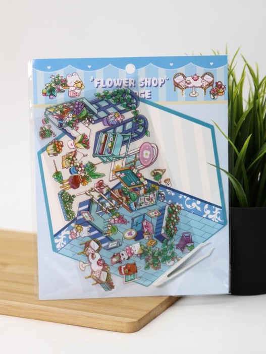 Наклейки+пинцет для творчества румбокс &quot;Цветочный магазин&quot;, голубые (16*20 см) 