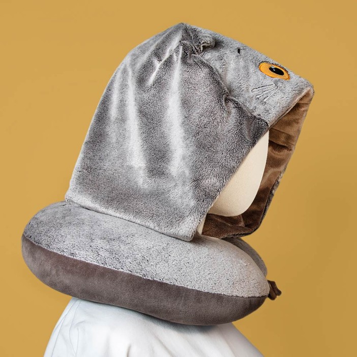 Мягкая игрушка &quot;Кот Басик подушка на шею с капюшоном&quot; (32 см) 