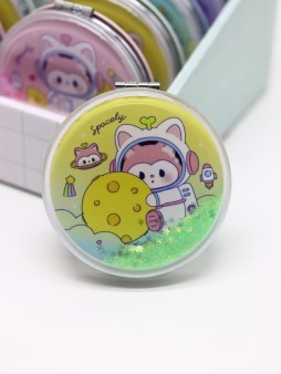 Зеркало шейкер раскладное "Spacely", желтое, 7*7 см