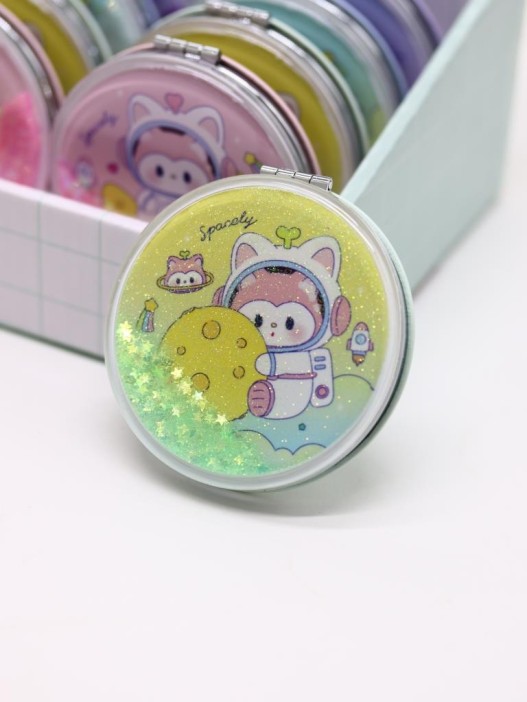 Зеркало шейкер раскладное &quot;Spacely&quot;, желтое, 7*7 см 