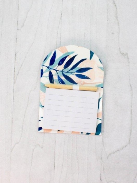 Магнитный блок для записей с карандашом «Leaves», white, 10х14 см 