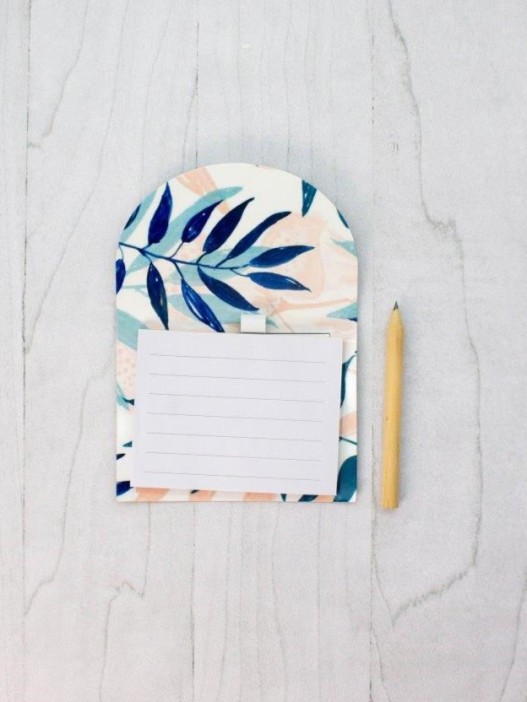 Магнитный блок для записей с карандашом «Leaves», white, 10х14 см 