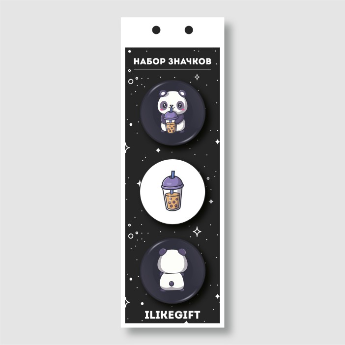 Набор значков Panda cocktail 