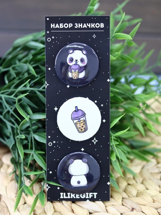 Набор значков Panda cocktail 