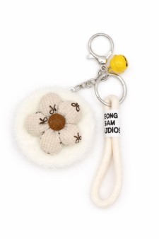 Плюшевое раскладное зеркало с брелоком "Daisy plaid", белое (7.5*7.5 см)