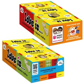 Освежающие конфеты &quot;LOVE IS...&quot; со вкусом лимон, 12шт, в блистере и обечайке