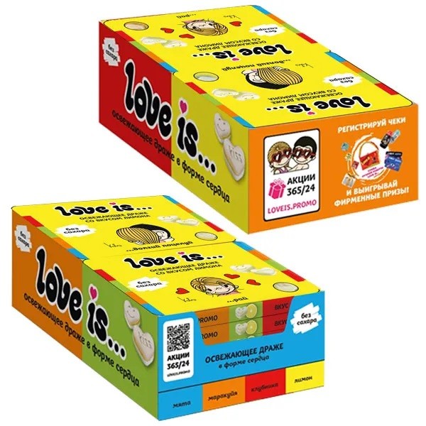 Освежающие конфеты &quot;LOVE IS...&quot; со вкусом лимон, 12шт, в блистере и обечайке 