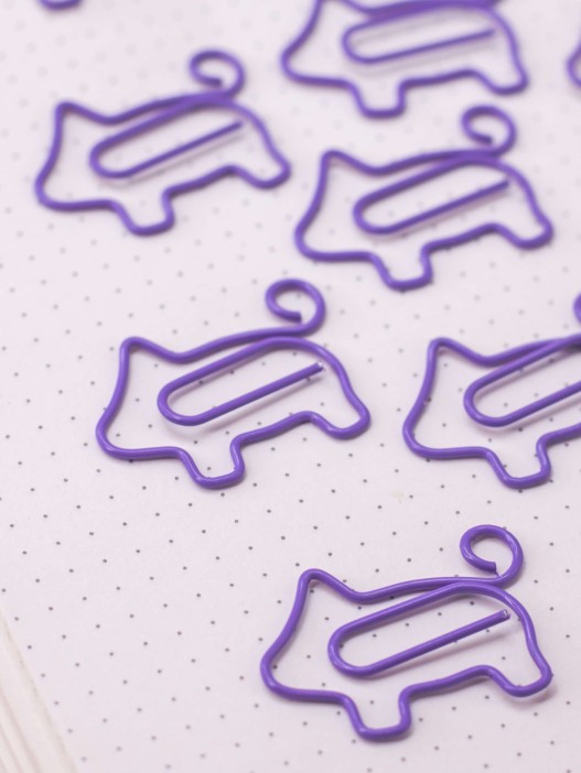 Закладка - скрепка &quot;Animal pig&quot;, purple 